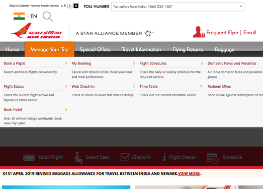 AirIndia.in:印度航空公司官网