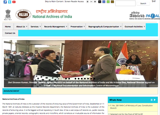NationalarChives:印度国家档案馆官网