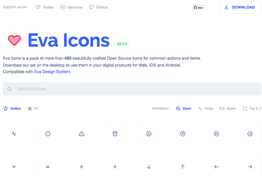 EvaIcons|免费开移动端源图标素材库