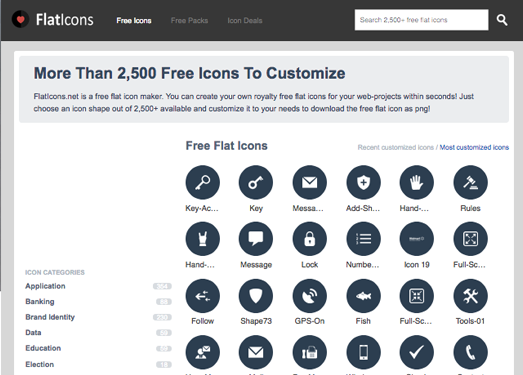 FlatIcons:免费图标自定义下载网