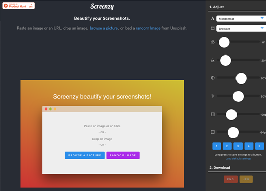 在线一键图片美化工具 - Screenzy
