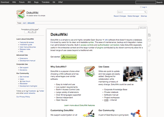 DokuWiki:免费开源维基百科程序