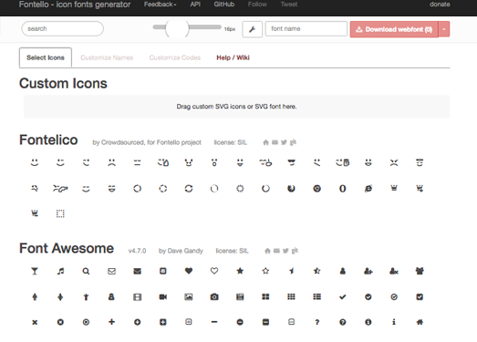 Fontello:免费图标素材生成工具
