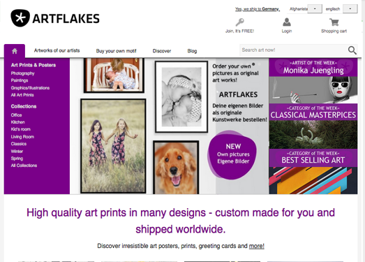 Artflakes:在线艺术作品交易平台