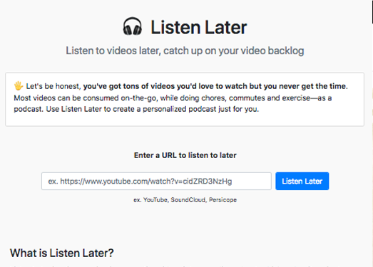 Listenlater|视频转换为音频播客工具