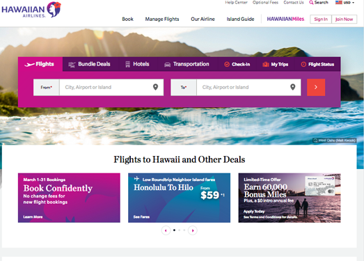 HawaiianAirlines:夏威夷航空公司官网