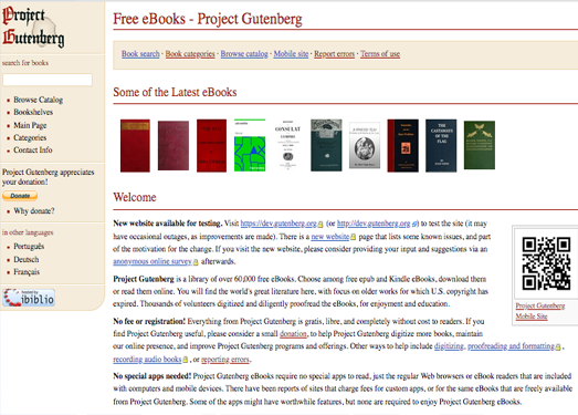 GutenBerg:古登堡数字电子书计划