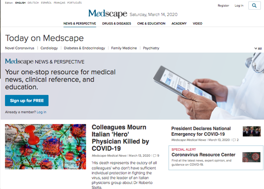 Medscape:美国医景医药搜索引擎