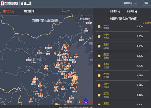 百度迁徙|人群流动大数据可视化平台