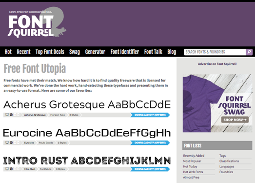 FontsQuirrel:免费商业字体下载
