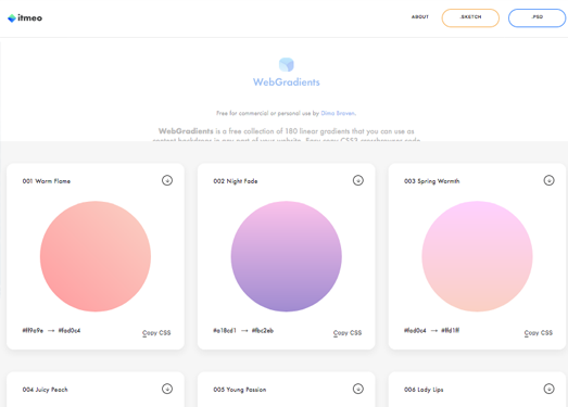 WebGradients|免费线性渐变配色集合
